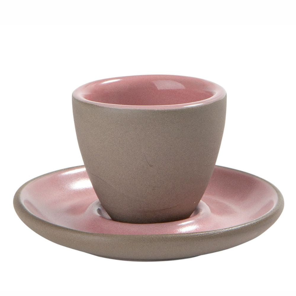 Keramik Espressotasse mit Unterteller Rosa – Edel Werk
