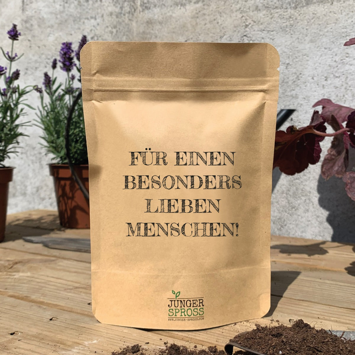 Botschaftsbeutel FÜR EINEN BESONDERS LIEBEN MENSCHEN -  Pflanzbeutel mit Anzuchtserde & Samen