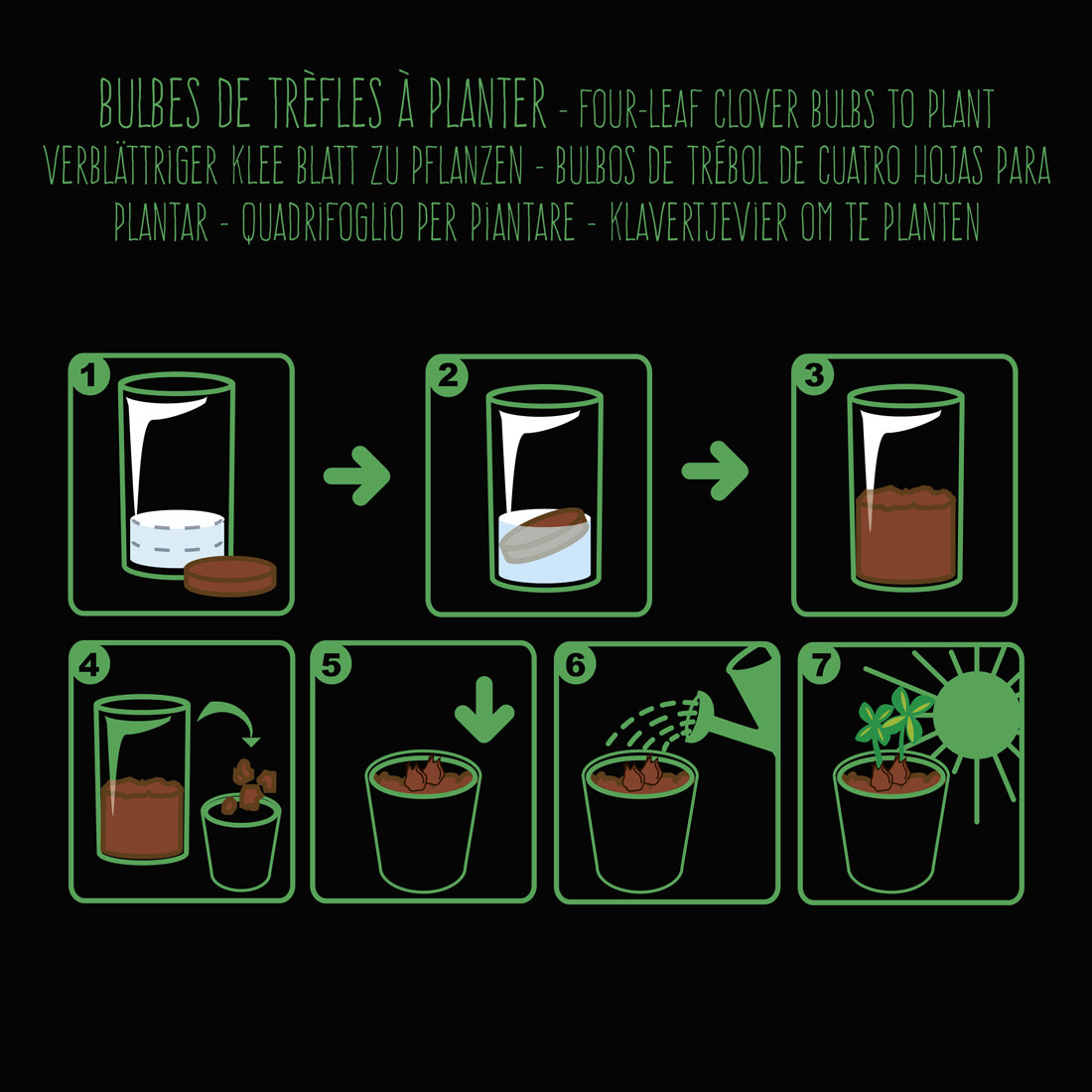 Schwarzes Pflanzset - Kleeblatt