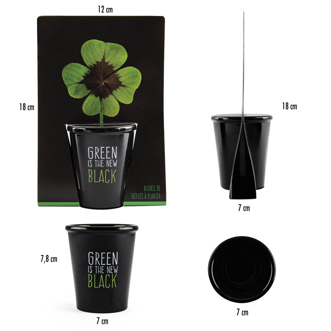 Schwarzes Pflanzset - Kleeblatt