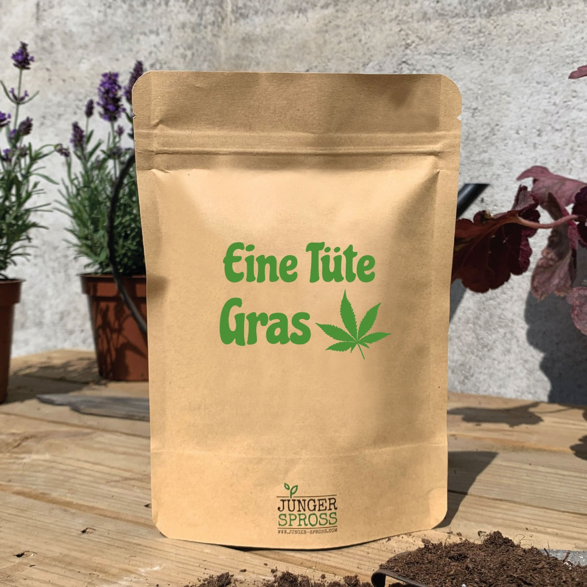 Botschaftsbeutel EINE TÜTE GRAS -  Pflanzbeutel mit Anzuchtserde & Samen