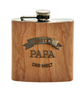 Flachmann mit Holz-Verkleidung mit der Schrift "Bester Papa der Welt"