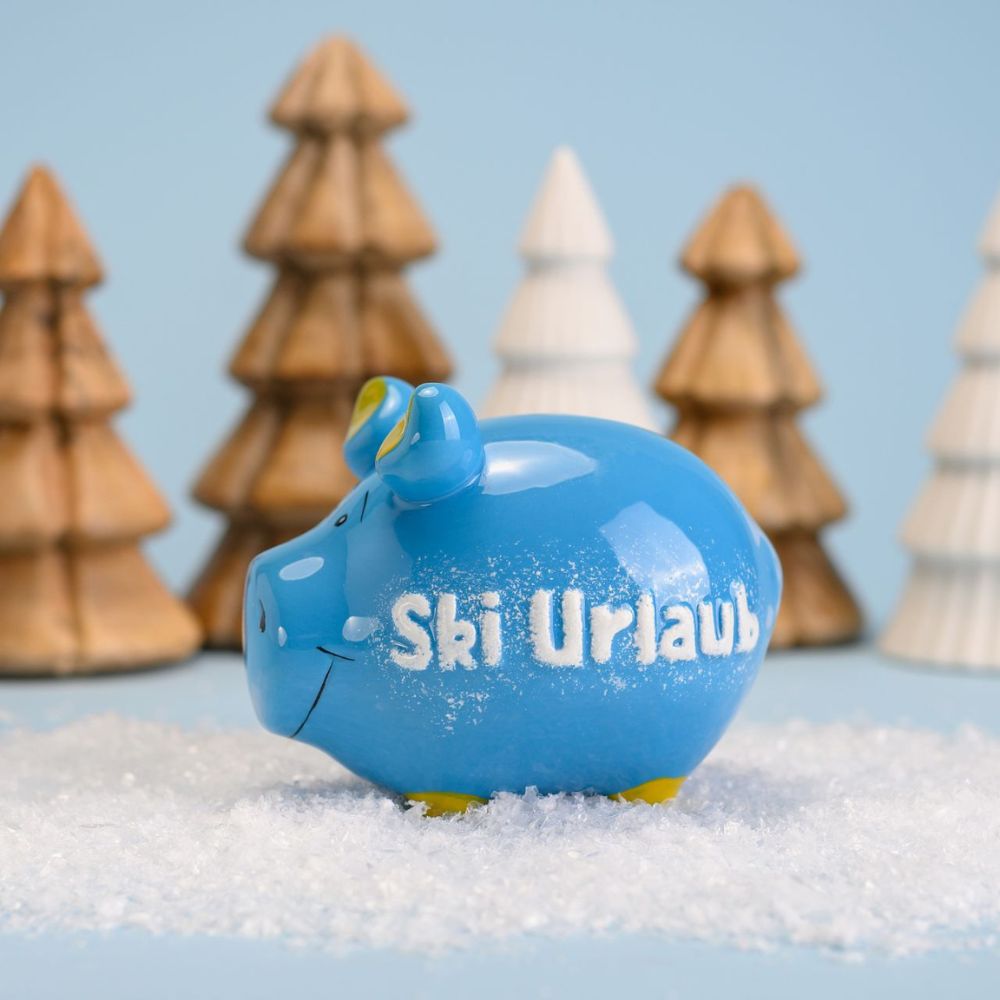Sparschwein "Ski Urlaub" aus Keramik
