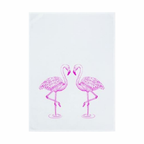 Zwei Pinke Flamingos im Teich auf einem Geschirrtuch Tierwelt