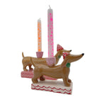 Kerzenhalter kleiner Dackel mit roter Mütze für Stabkerzen