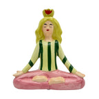 Yoga Figur Meditation in Pink, Gelb und Grün