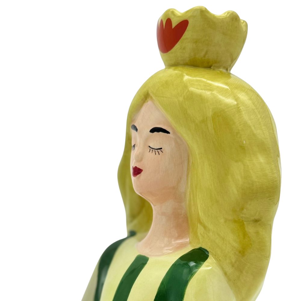 Yoga Figur Meditation in Pink, Gelb und Grün