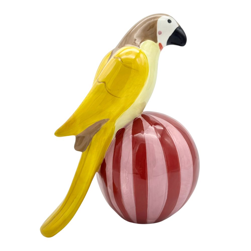 Dekofigur Gelber Papagei auf einem Ball