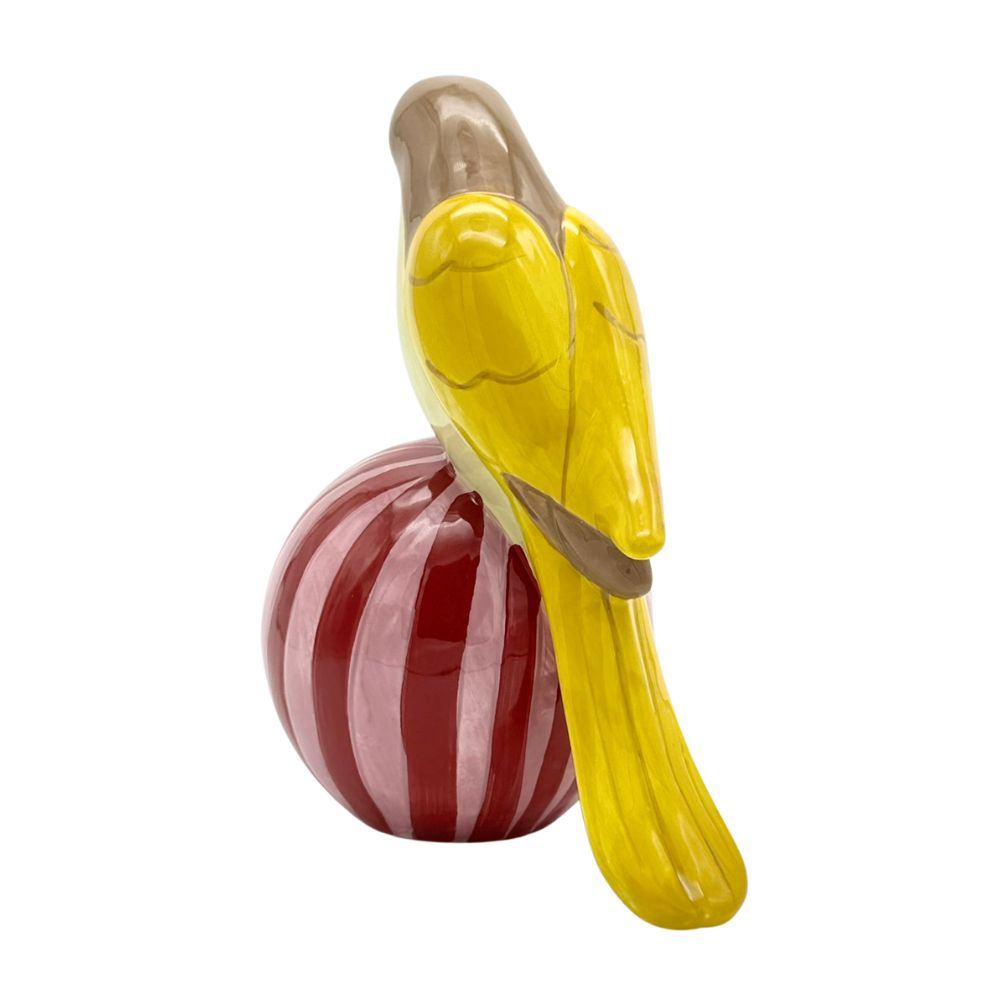Dekofigur Gelber Papagei auf einem Ball