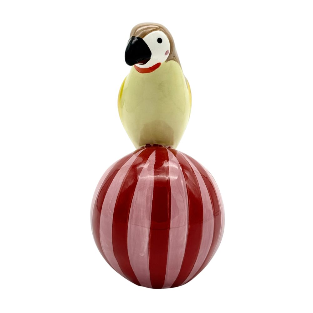 Dekofigur Gelber Papagei auf einem Ball