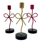 Kerzenhalter für Stabkerzen - Schleife gold