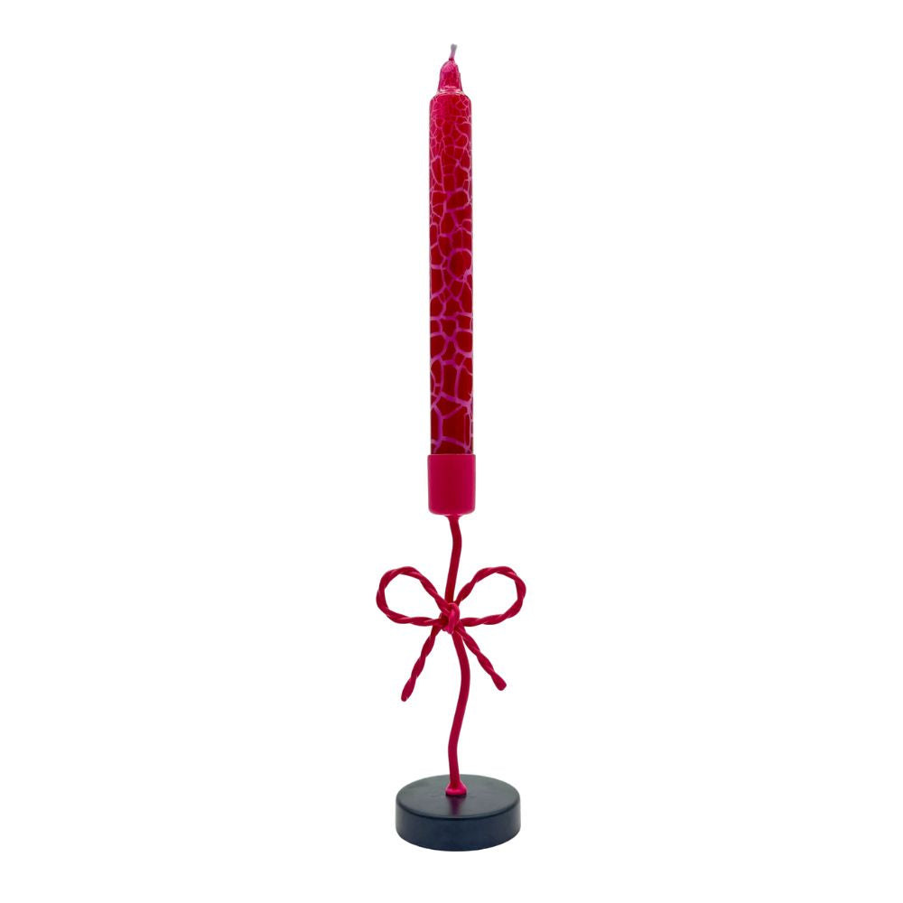 Kerzenhalter für Stabkerzen - Schleife pink