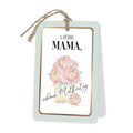 Geschenkanhänger/ Grußkarte mit gedruckten Blumen und der Schrift "Liebe Mama, schönen Muttertag"