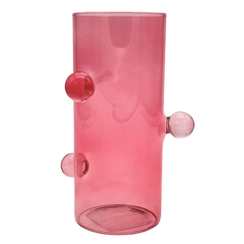 Dekovase Pinkes Glas mit 3D Blasen