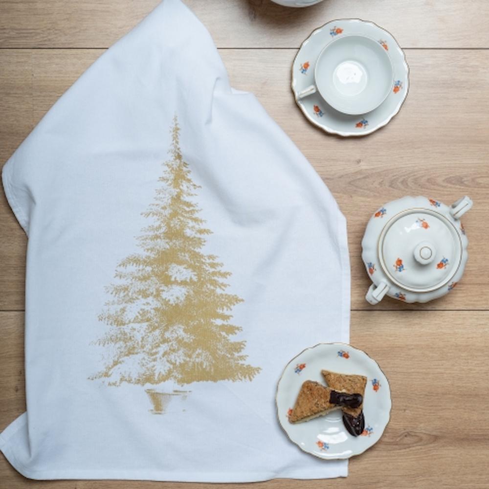 Geschirrtuch - Weihnachtsbaum, gold