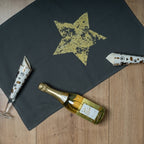 Geschirrtuch, grau - Stern, gold