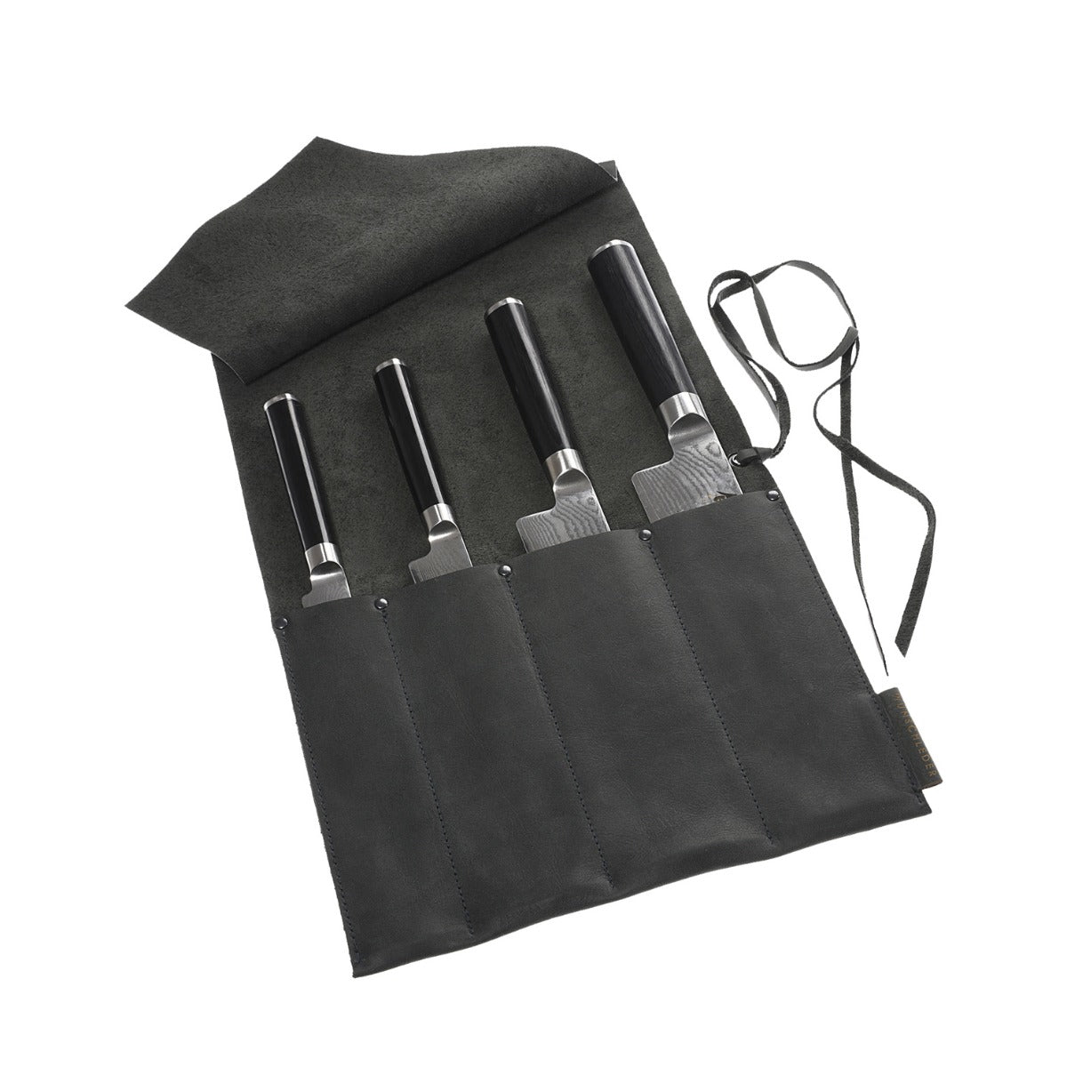 Messertasche aus gewachstem Rindsleder, grau