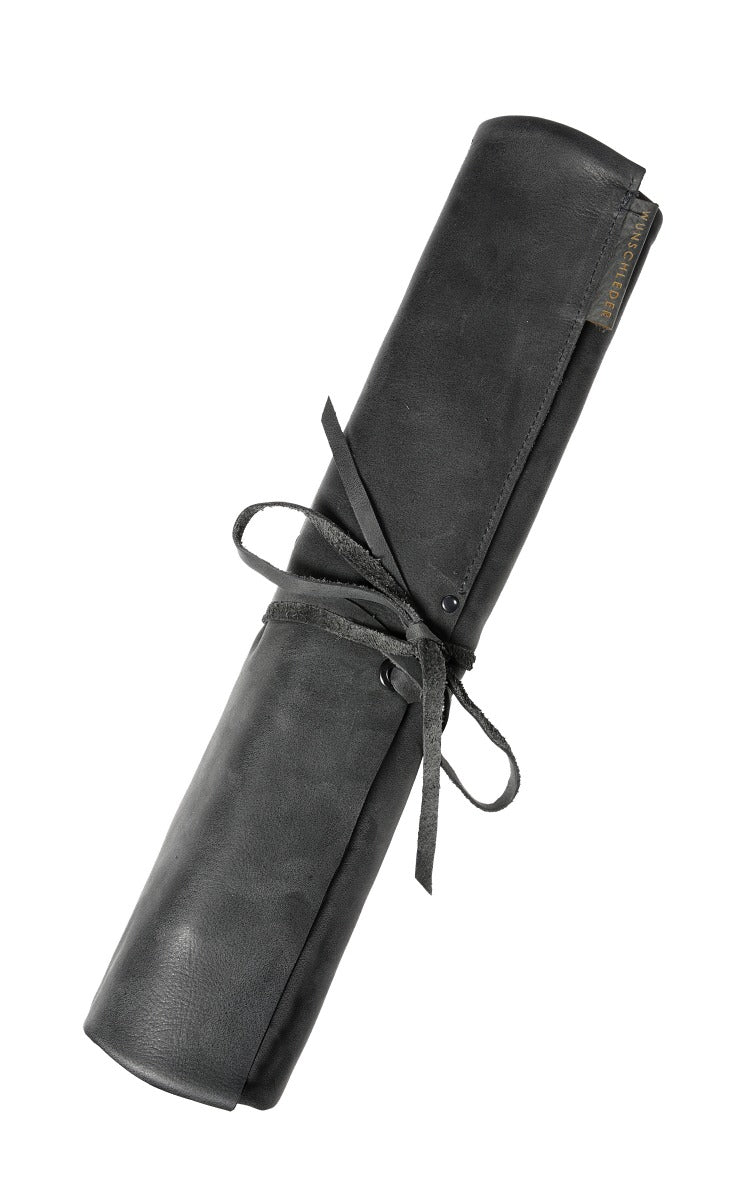 Messertasche aus gewachstem Rindsleder, grau