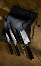 Messertasche aus gewachstem Rindsleder, grau