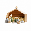 KRYBBE Weihnachtskrippe aus Holz, 9tlg.