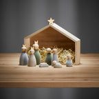 KRYBBE Weihnachtskrippe aus Holz, 9tlg.