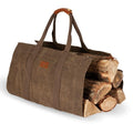 Kaminholztasche aus gewachstem Baumwollcanvas - Tabakbraun