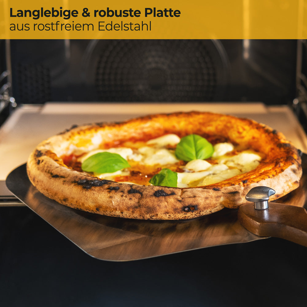 Pizzaschaufel Edelstahl mit drehbarem Griff