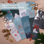 Adventskalendertüten mit rot weiß blauen niedlichen weihnachtlichen Motiven