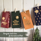 Vier Tüten des DIY Adventskalenders, aufgehangen