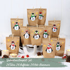 Das vollständige Set der vieundzwanzig Tüten für das DIY Adventskalender
