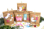DIY Adventskalender Weihnachten & Advent zum Befüllen - 24 Papiertüten - Motiv Einhorn