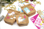 DIY Adventskalender Weihnachten & Advent zum Befüllen - 24 Papiertüten - Motiv Einhorn