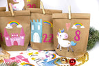 DIY Adventskalender Weihnachten & Advent zum Befüllen - 24 Papiertüten - Motiv Einhorn