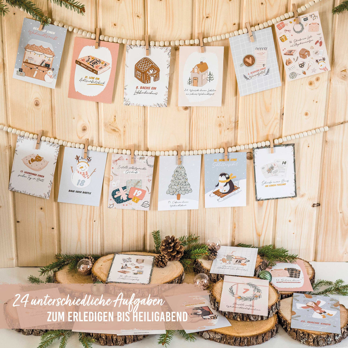 Karten Adventskalender - 24 Tage Challenge mit weihnachtlichen Aufgaben