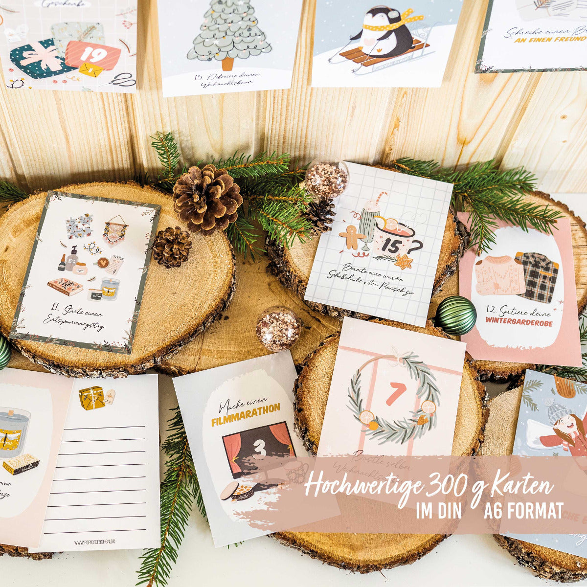 Karten Adventskalender - 24 Tage Challenge mit weihnachtlichen Aufgaben