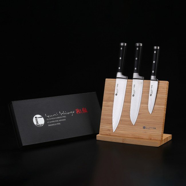 IZUMI ICHIAGO 3-tlg. Profi-Kochmesser-Set aus feinstem japanischen Damaststahl