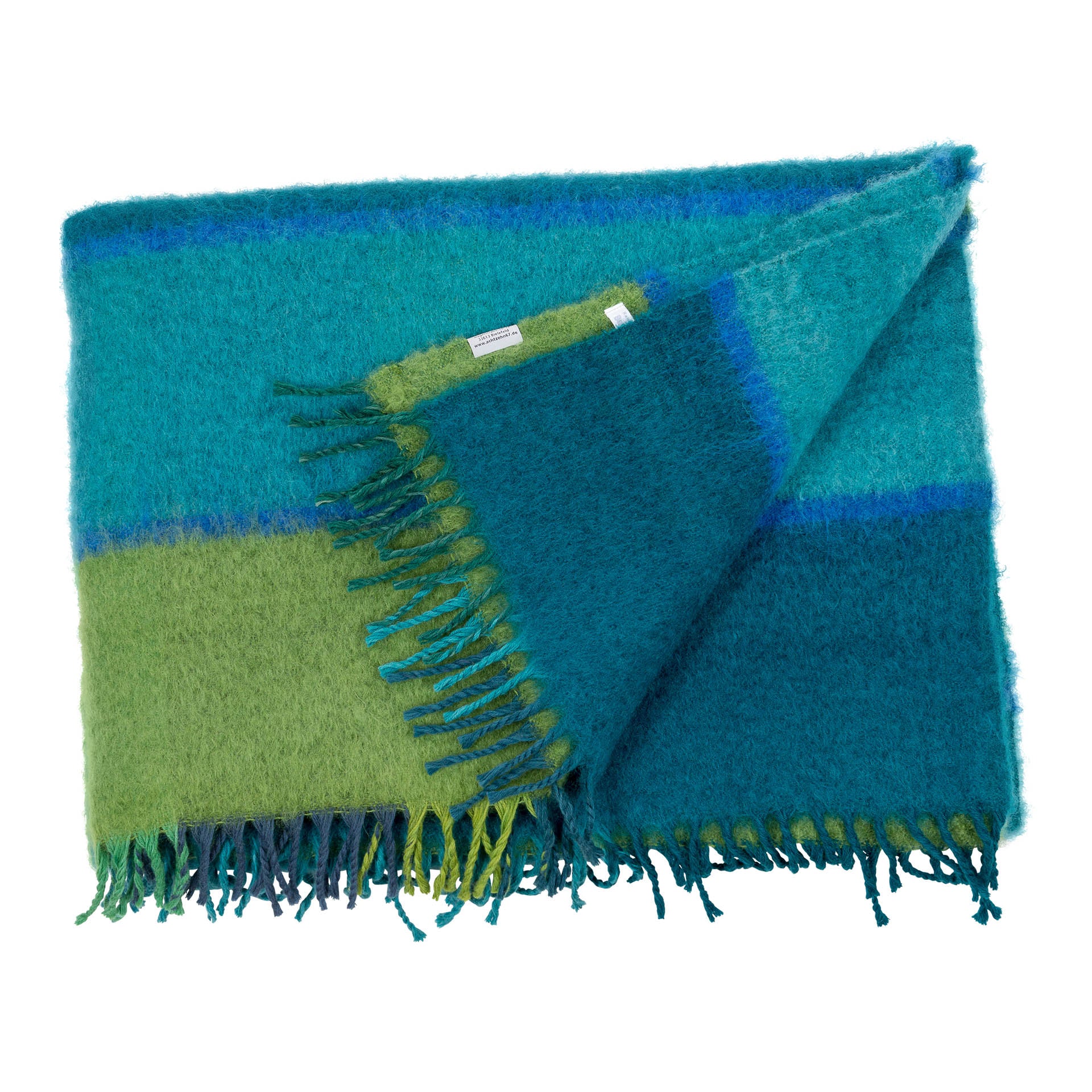 Mohairdecke türkis-blau