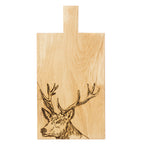Großes Eichen Servierpaddel mit einem aufgebrannten Hirsch Motiv