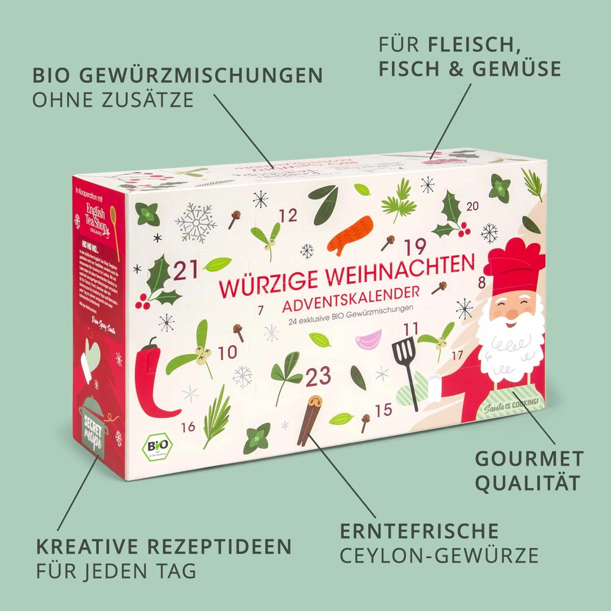 Gewürz Adventskalender "Würzige Weihnachten" - 24 BIO Gewürzmischungen
