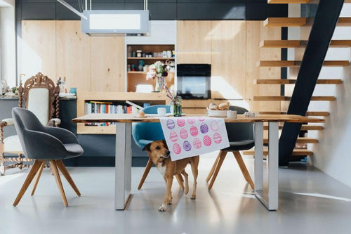 Baumwoll Geschirrtuch Ostereier in Pink und Lila