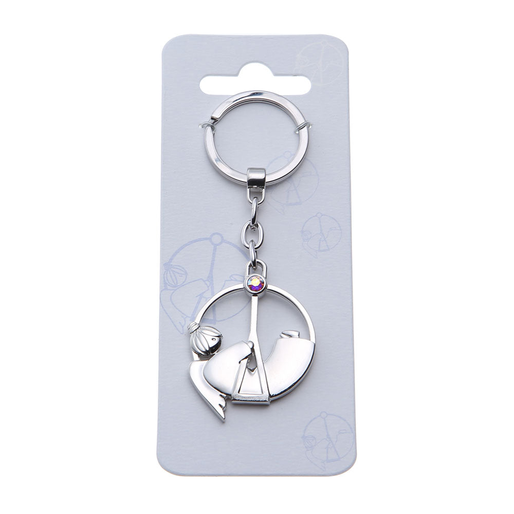 Schlüsselanhänger schaukelnder Engel mit Juwel in der Verpackung