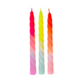 Drei Farbenfrohe Stabkerzen "Shades of Fruit Salad"