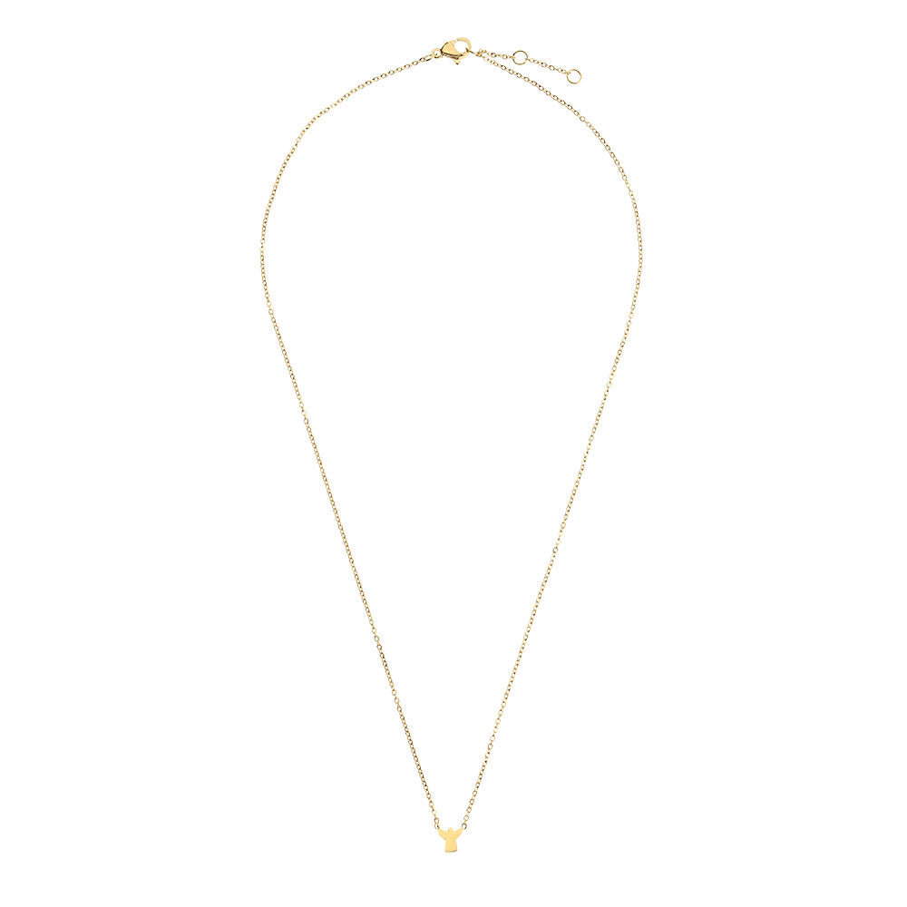 Goldene Halskette mit einem kleinen Schutzengel Anhänger