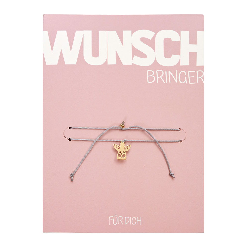 Wunschbringer Grußkarte mit Armband - Schutzengel, vergoldet