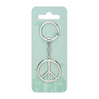 Ring mit Schlüsselanhänger in Peace Zeichen Form in der Verpackung