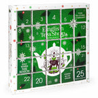 Adventskalender Puzzle Boxen mit Inhalt Tee in weihnachtlichen grünen Kartonwürfeln