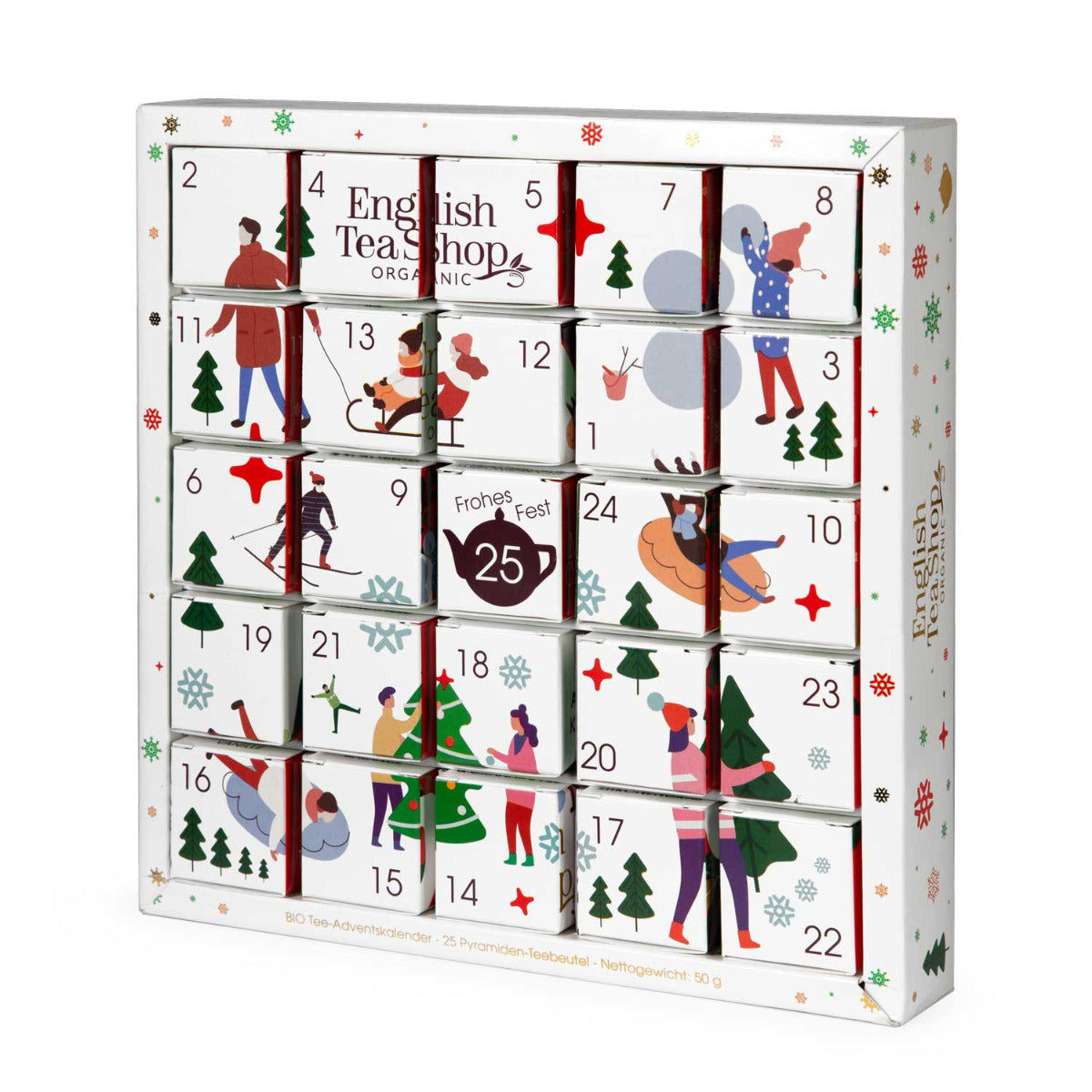 Puzzle Adventskalender mit Tees in kleinen Quadraten