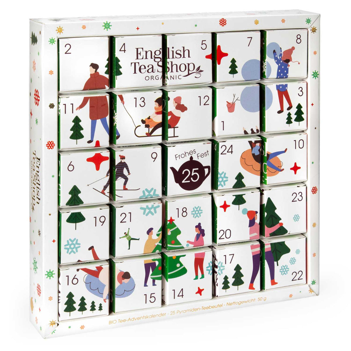Puzzle Adventskalender mit Tees in kleinen Quadraten