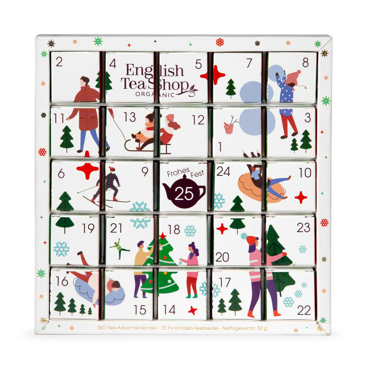 Puzzle Adventskalender mit Tees in kleinen Quadraten