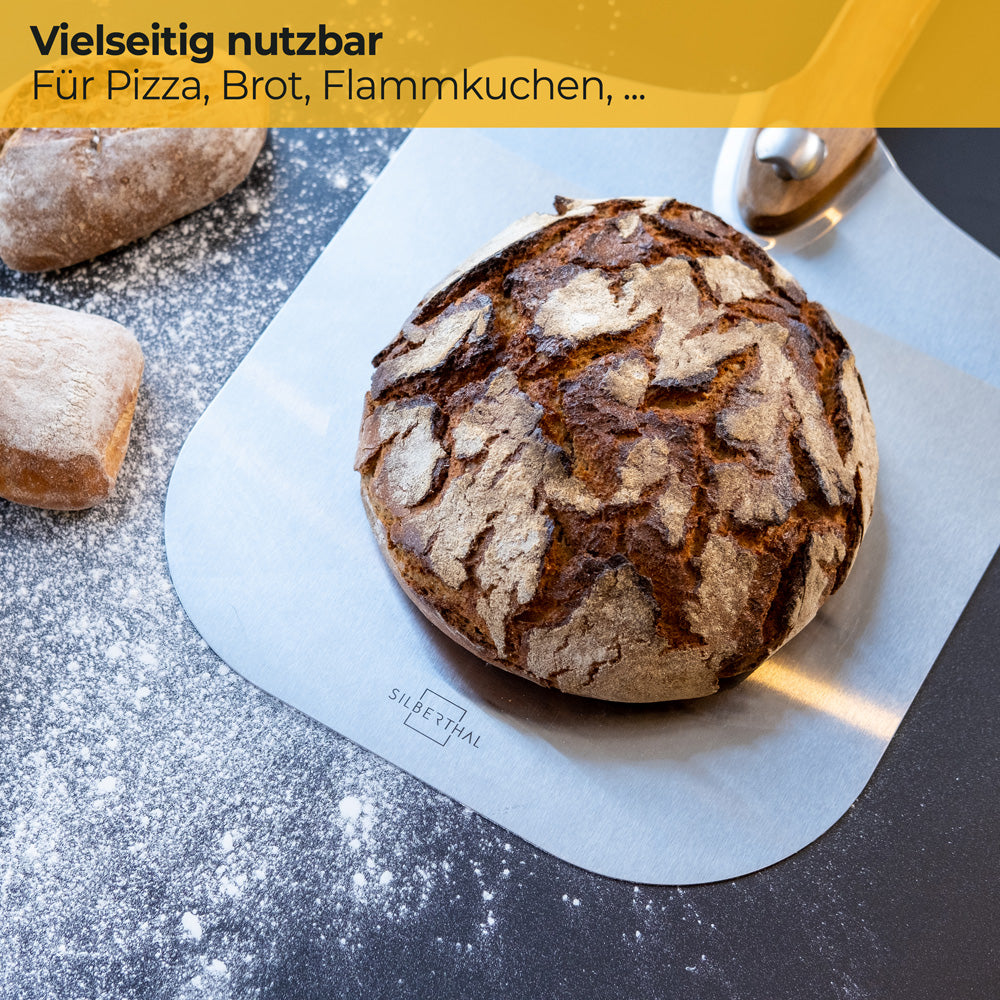 Pizzaschaufel Edelstahl mit drehbarem Griff